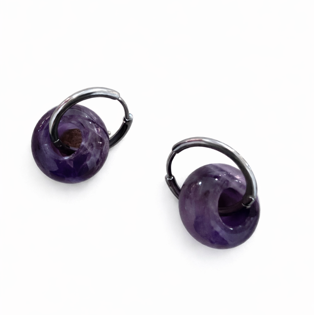 Argollas acero amatista 