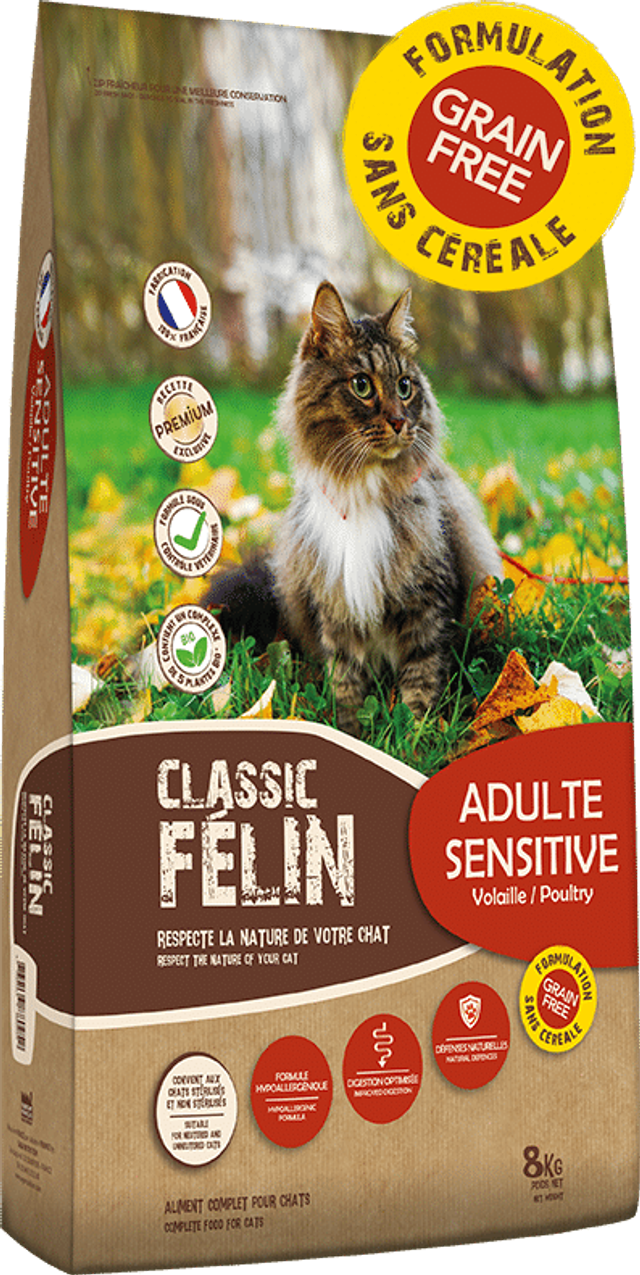 CLASSIC FELIN – ADULTE SENSITIVE 8kg
