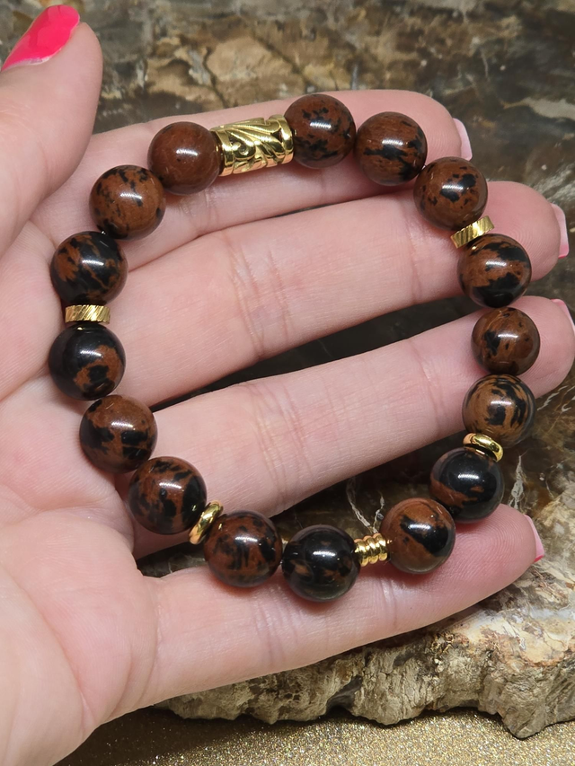 Bracelet Obsidienne acajou en 1 cm