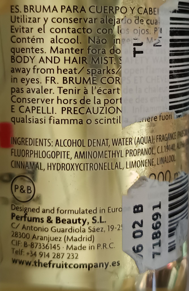 The Fruit Company " Brume scintillante corps et cheveux Summer holidays "