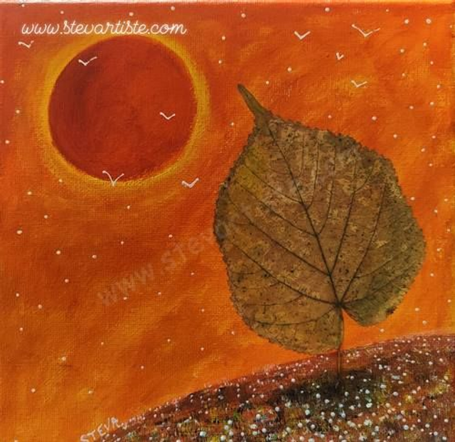 Feuille d'automne (peinture et collage)