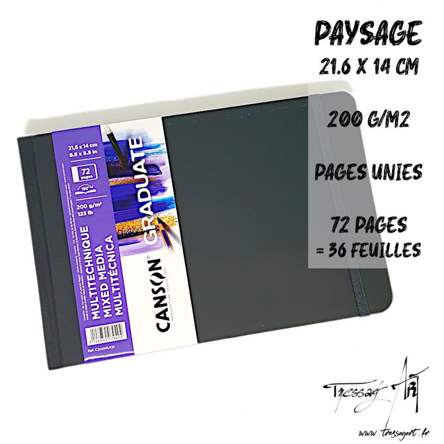 CANSON - CARNET MULTI-TECHNIQUES 21.6 X 14 CM PAYSAGE - CA057000