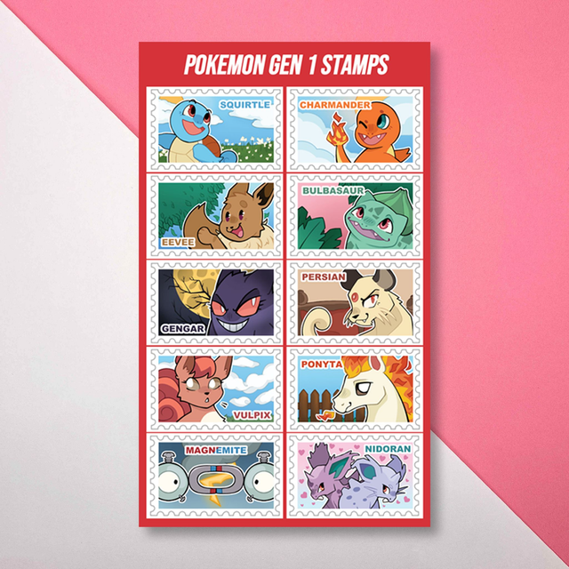 Zestaw naklejek Generacja 1 "Pokemon Stamps"