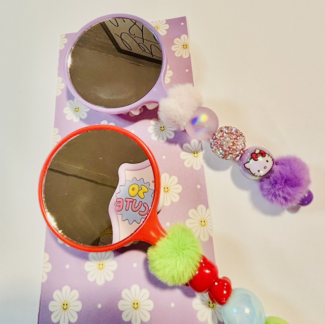 Cute girl character beaded mirror