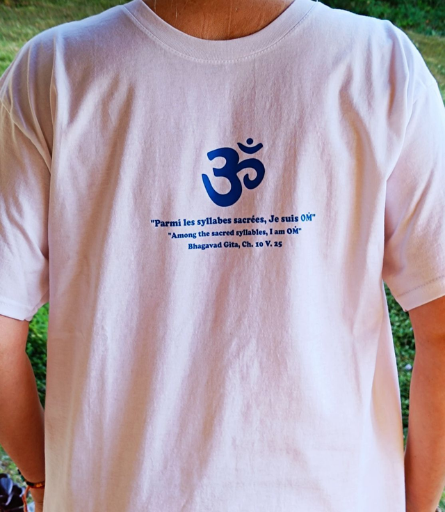 T-Shirt Homme, avec OM indien, en coton, Blanc, Tailles M, L et XL