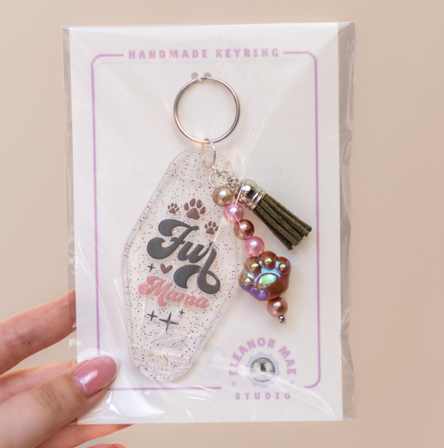 'Fur Mama' Keyring (Clear)