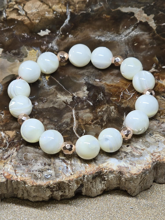 Bracelet Nacre blanc XL en 1,2 cm 