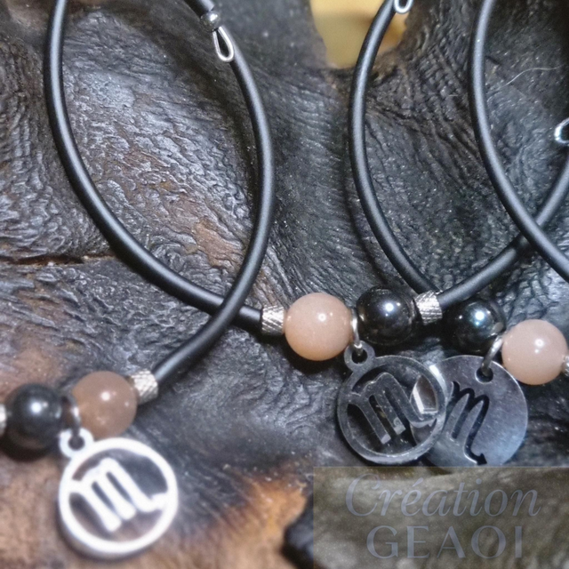 Scorpion (hématite non magnétique et pierre de soleil)