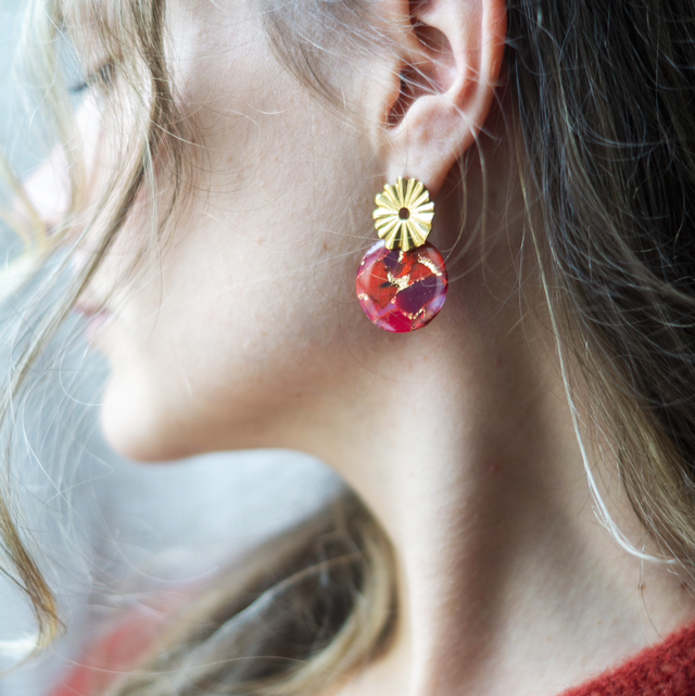 Coloris rubis - Boucles Ananas