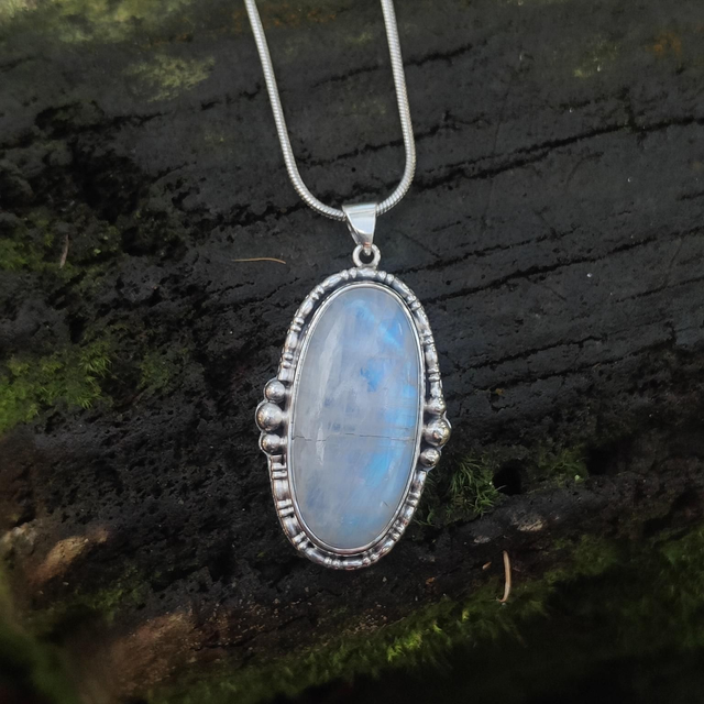 Pendentif Argent Massif et Péristérite 