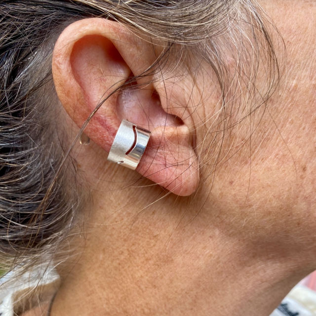 Bague d’oreille ear cuff « Vagues » en argent