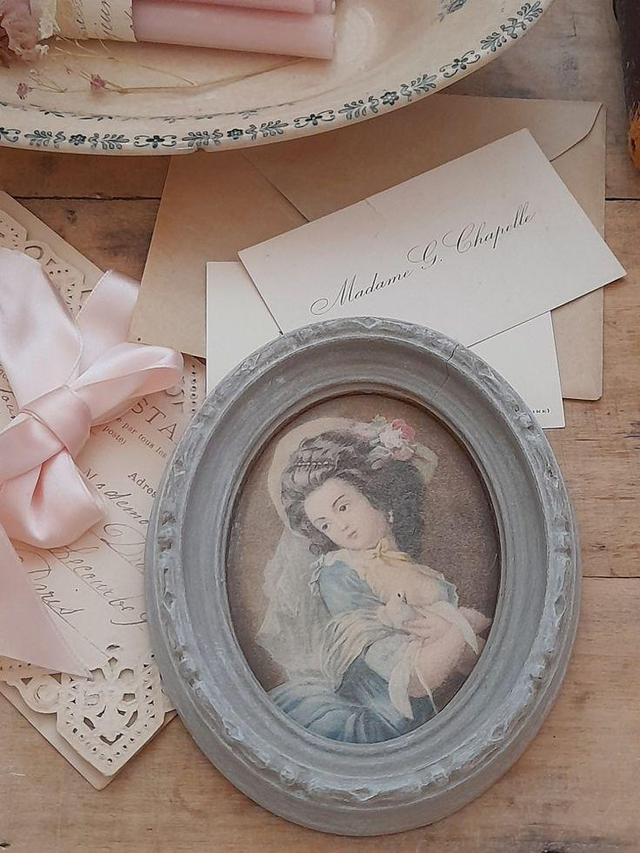 cadre ovale illustration sur soie