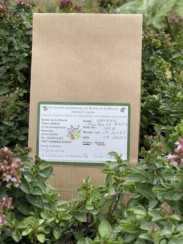 Origan séché, feuilles et fleurs non traitées. Origine France