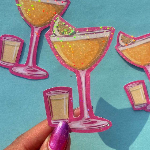 Porn Star Martini Cocktail Holographic Sticker