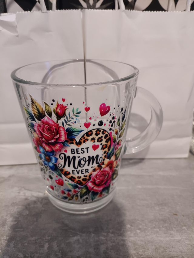 Mug en verre uv dtf 