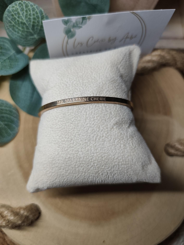 BRACELET RIGIDE ACIER INOXY OR ROSE "MA MARRAINE CHERIE" 0000851
