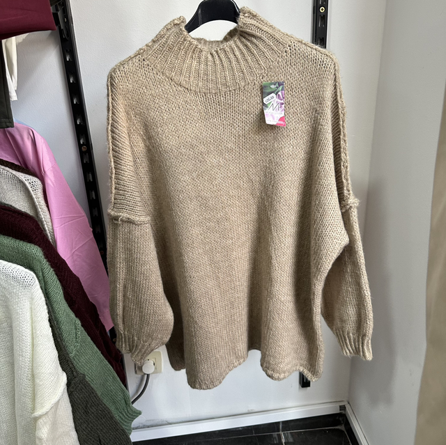 Pull oversize beige foncé 