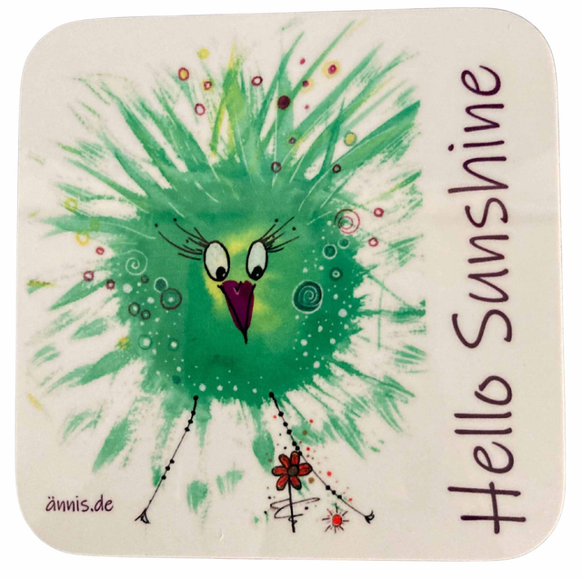 Untersetzer "grüner Puschel - Hello sunshine"