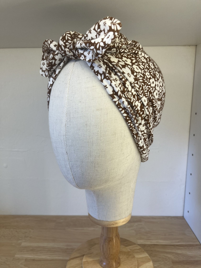 Turban - marron à fleurs