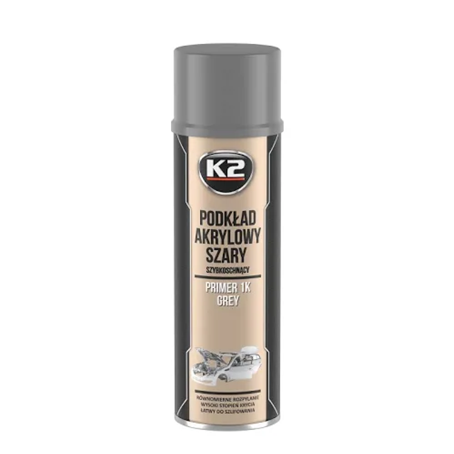K2 RYCHLOSCHNOUCÍ AKRYLÁTOVÝ ZÁKLAD ŠEDÝ 500 ML SPRAY K2 L348