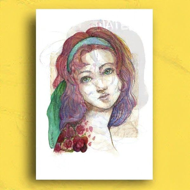 Print Pink hair Lady