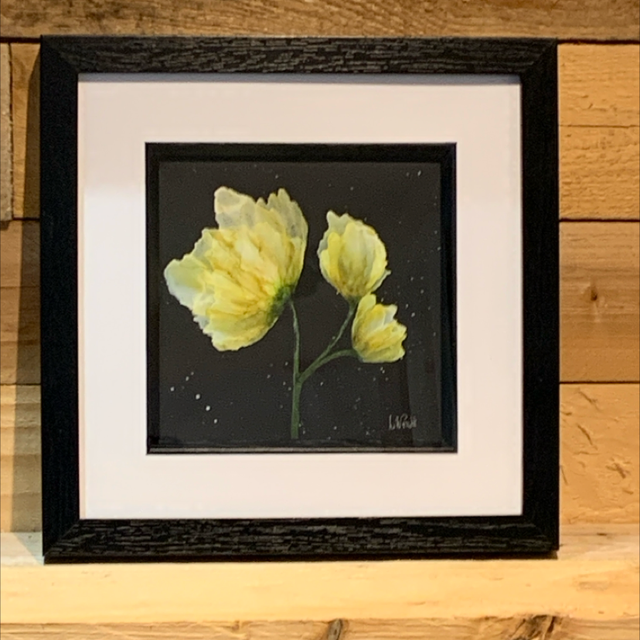 Yellow Roses on Black Original Ink Art 