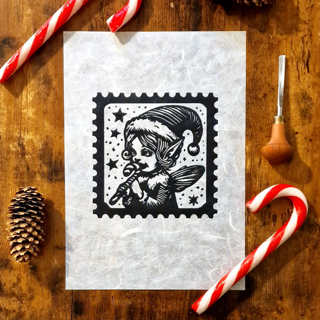 Linogravure - Lutin au Sucre d&#039;Orge
