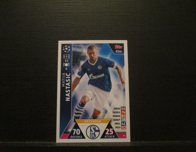 Matija Nastasic - UEFA Champions League Match Attax 2018/19 Original Trading Card #93
