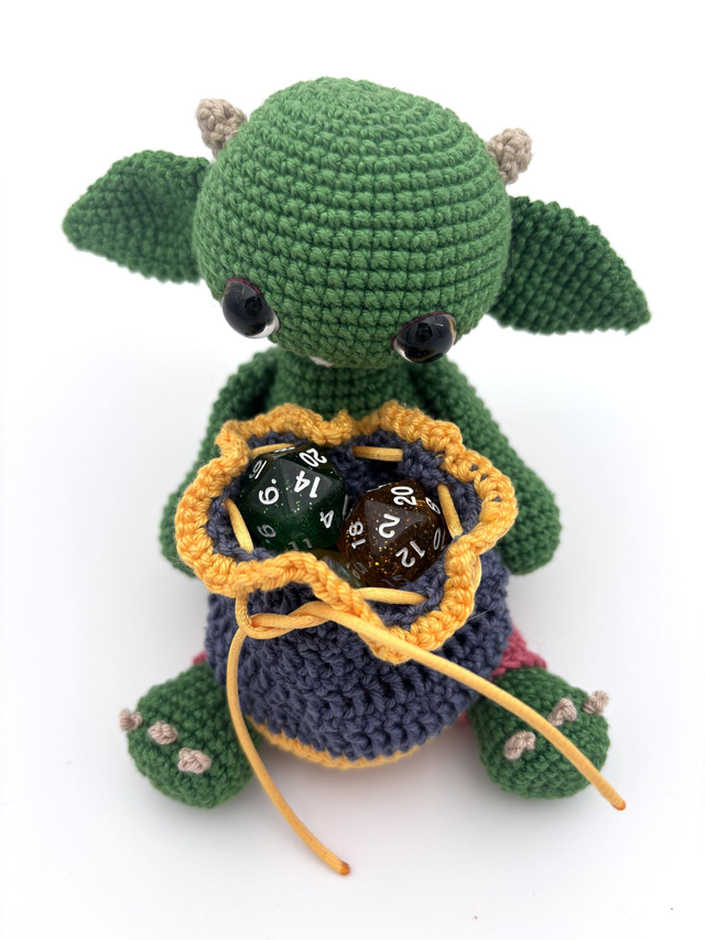 Goblin Dice Bag - Green with blue bag