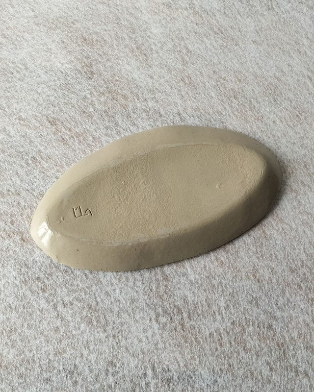 Plat ovale Spuma – Gris clair et bleu