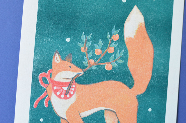 Affichette A4 les animaux de l'hivers : Le renard aux mikan