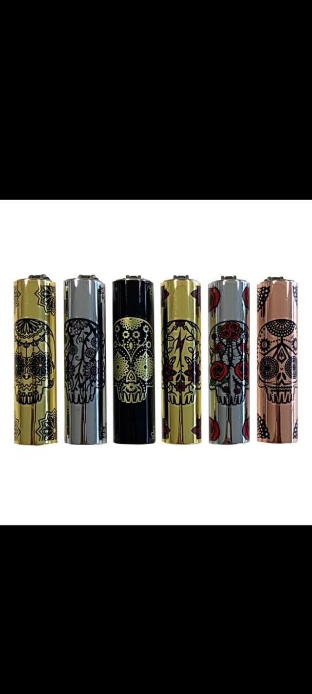Clipper Lighters Metal Mexican Skulls 

