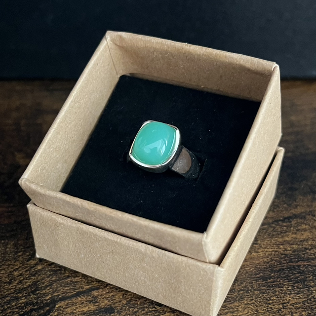 Bague en argent et Chrysoprase - Taille 54