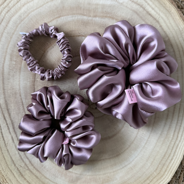 Chouchou en soie - Taille classique - Mauve brume