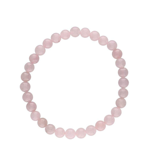 Pulseras piedra  de cuarzo rosa en goma para mujeres