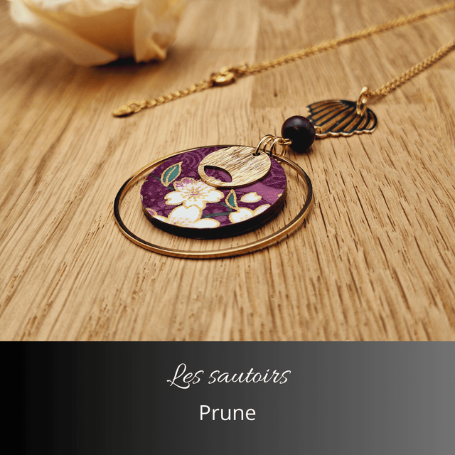 Collier sautoir Olympe - Prune