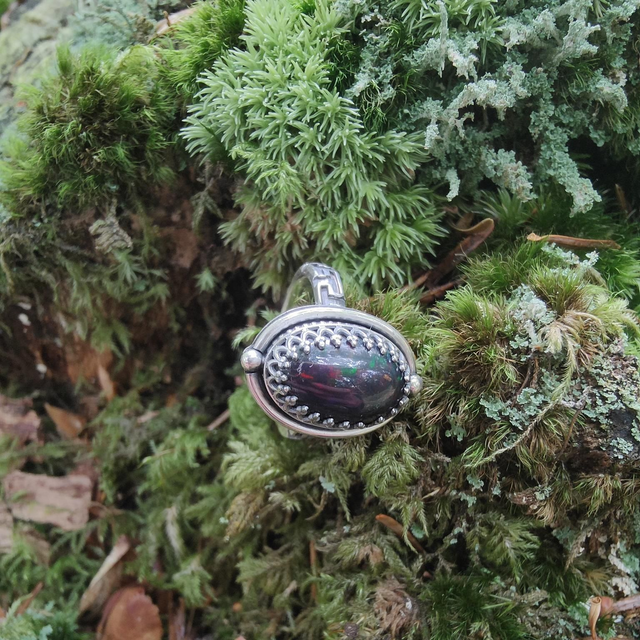 Bague Opale Welo Noire Argent Massif
