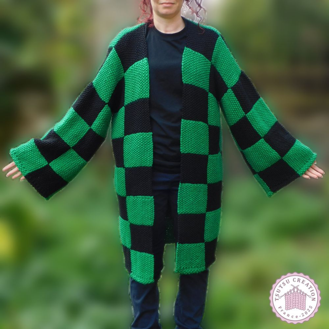 Gilet à carreaux noirs & verts