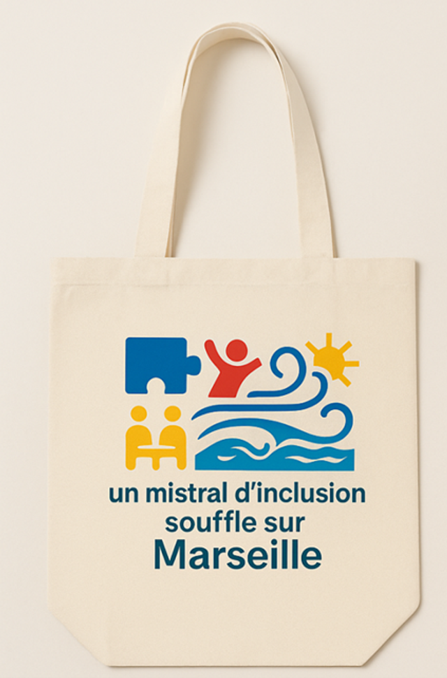 Tote bag avec logo inclusif 4 couleurs fabriqué par un ESAT