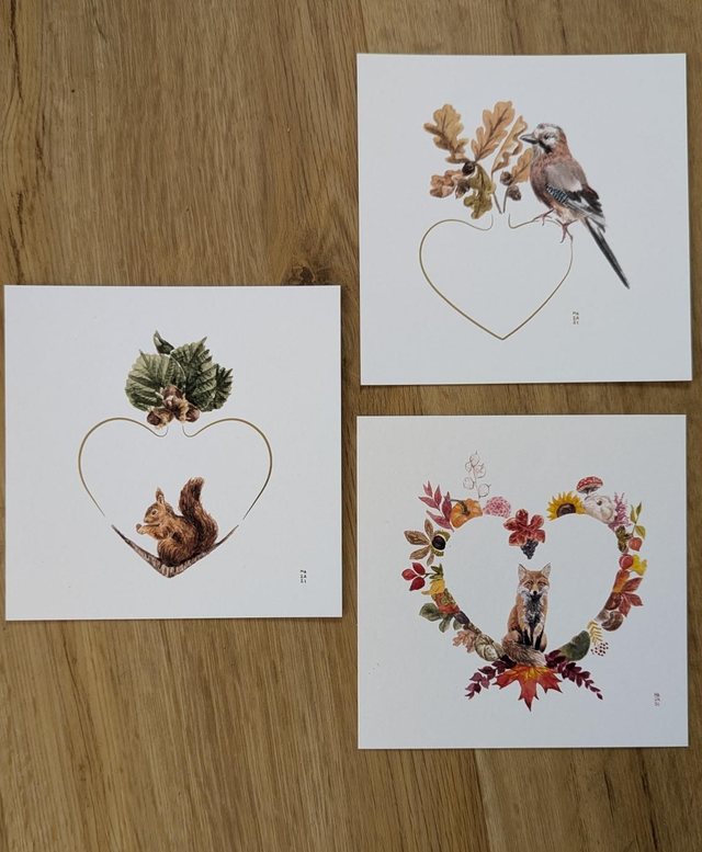 Lot 3 cartes animaux d&#039;automne 