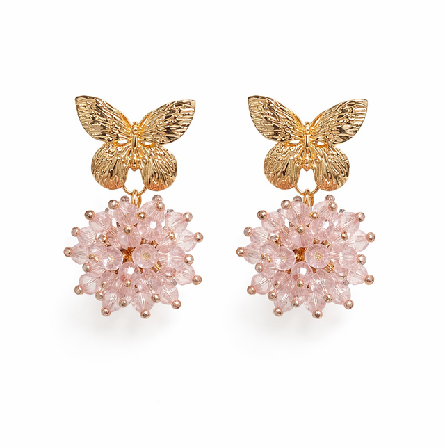 Pendientes artesanales dorados mariposas 