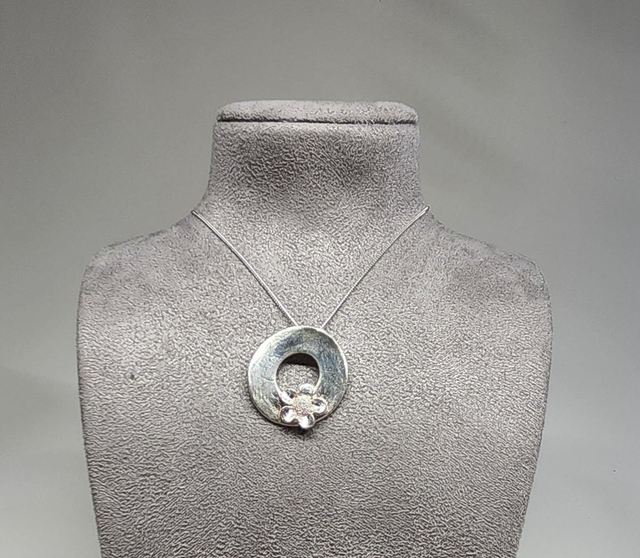 Flower ring fine silver pendant