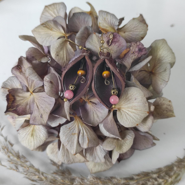 Boucles d&#039;oreilles Feuilles en cuir 