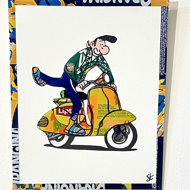 Tableau Lucien en scooter 