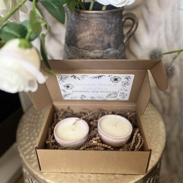 Damask Rose and Patchouli ceramic gift set 