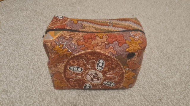 Orange / Brown Aboriginal Design Toiletry Bag