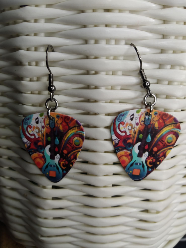 Boucles d&#039;oreilles médiators guitare bleu