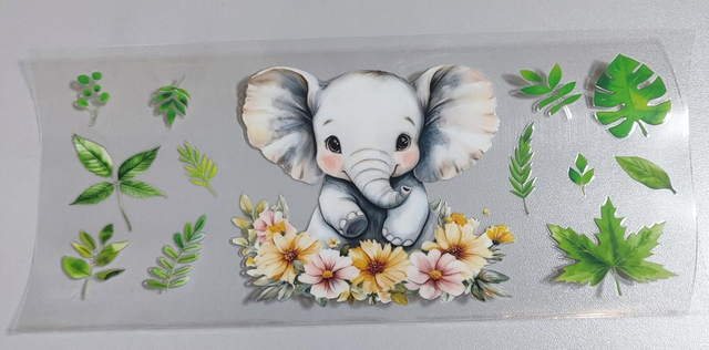 DTF Aufklebe-Folie ca 24x11cm Elefant 