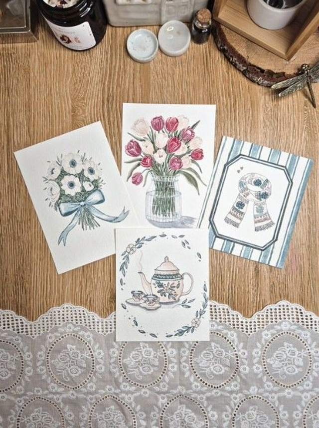 Cartes "Hiver fleuri" 
