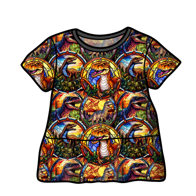 Dreamweaver 'Stained Glass Dino' Peplum Top